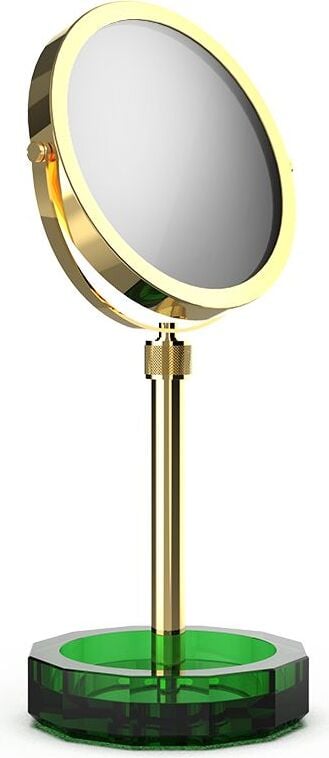 Lusterko kosmetyczne Kristall złote z zieloną podstawką
