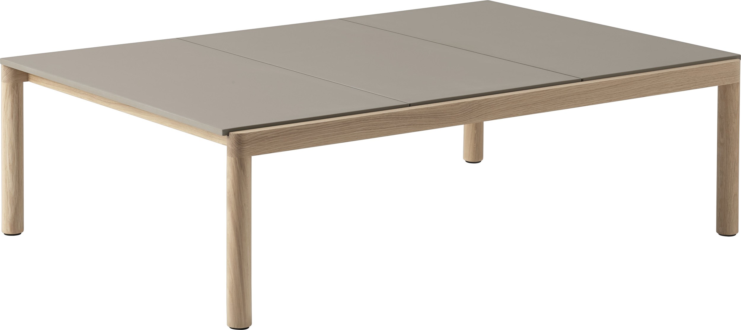 Stolik kawowy Couple gładki 120 x 84 x 35 cm taupe na jasnych dębowych nogach
