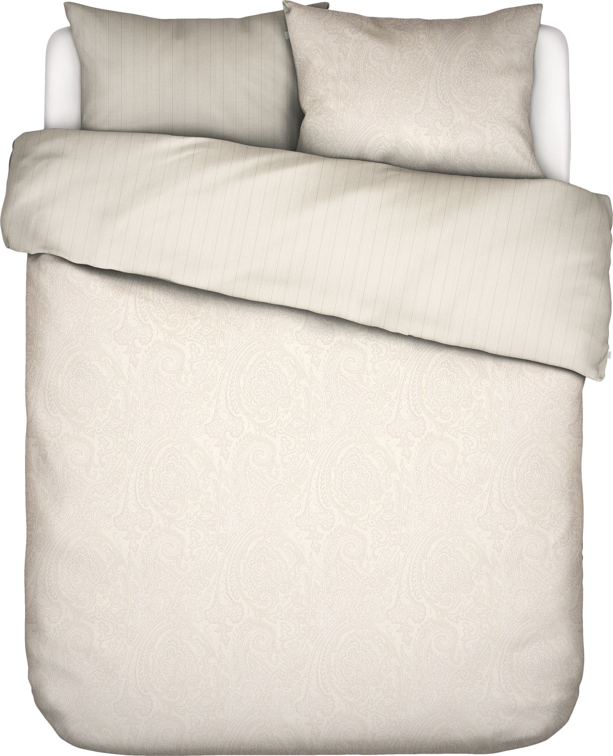 Pościel Fabrice 200 x 220 cm kremowa z 2 poszewkami na poduszki 60 x 70 cm zapięcie flap