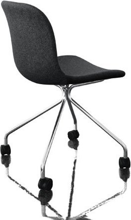 Krzesło Troy 4 star na kółkach tapicerowane chrom ciemnoszare