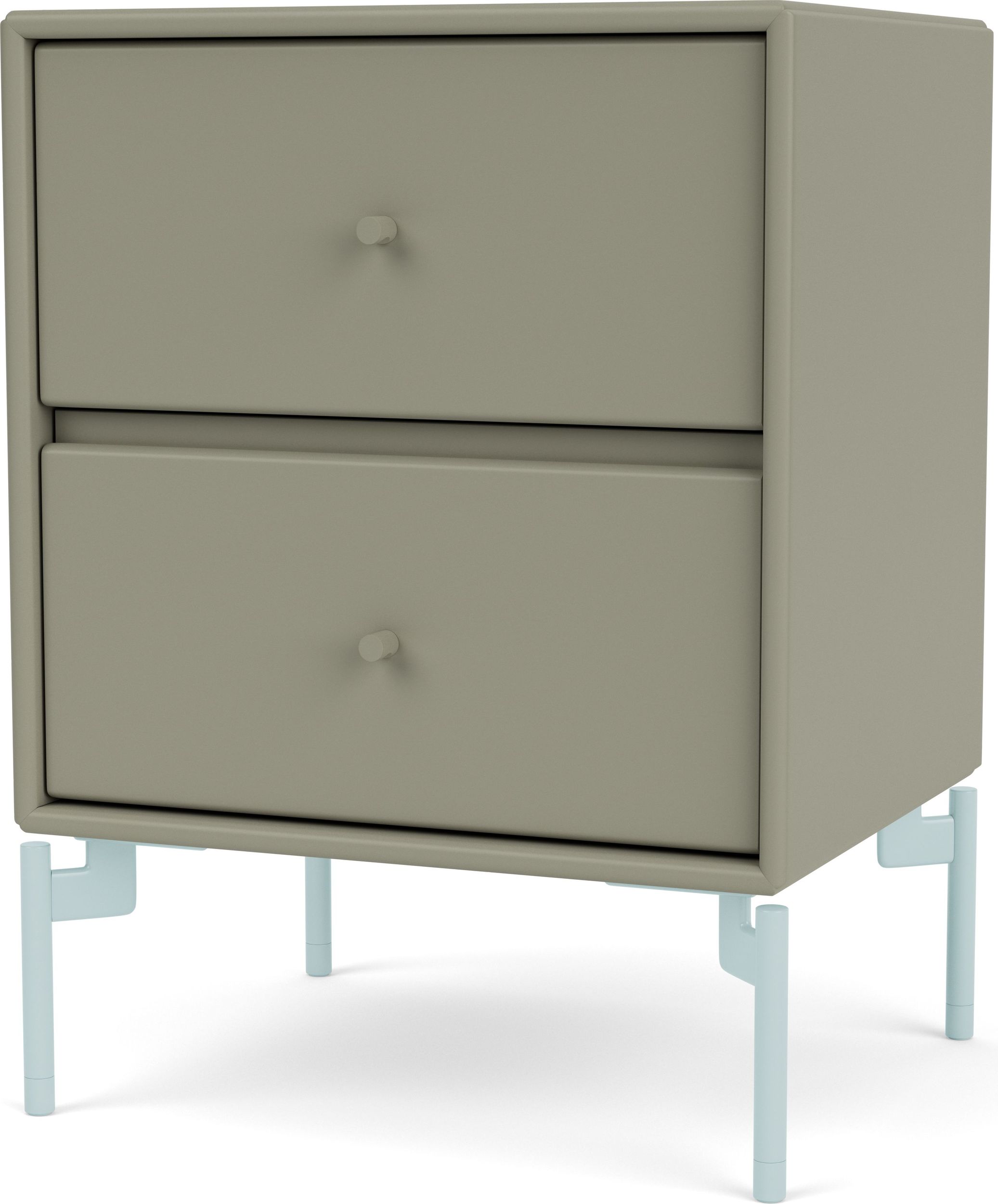 Szafka nocna Drift brązowozielona na jasnobłękitnych nogach