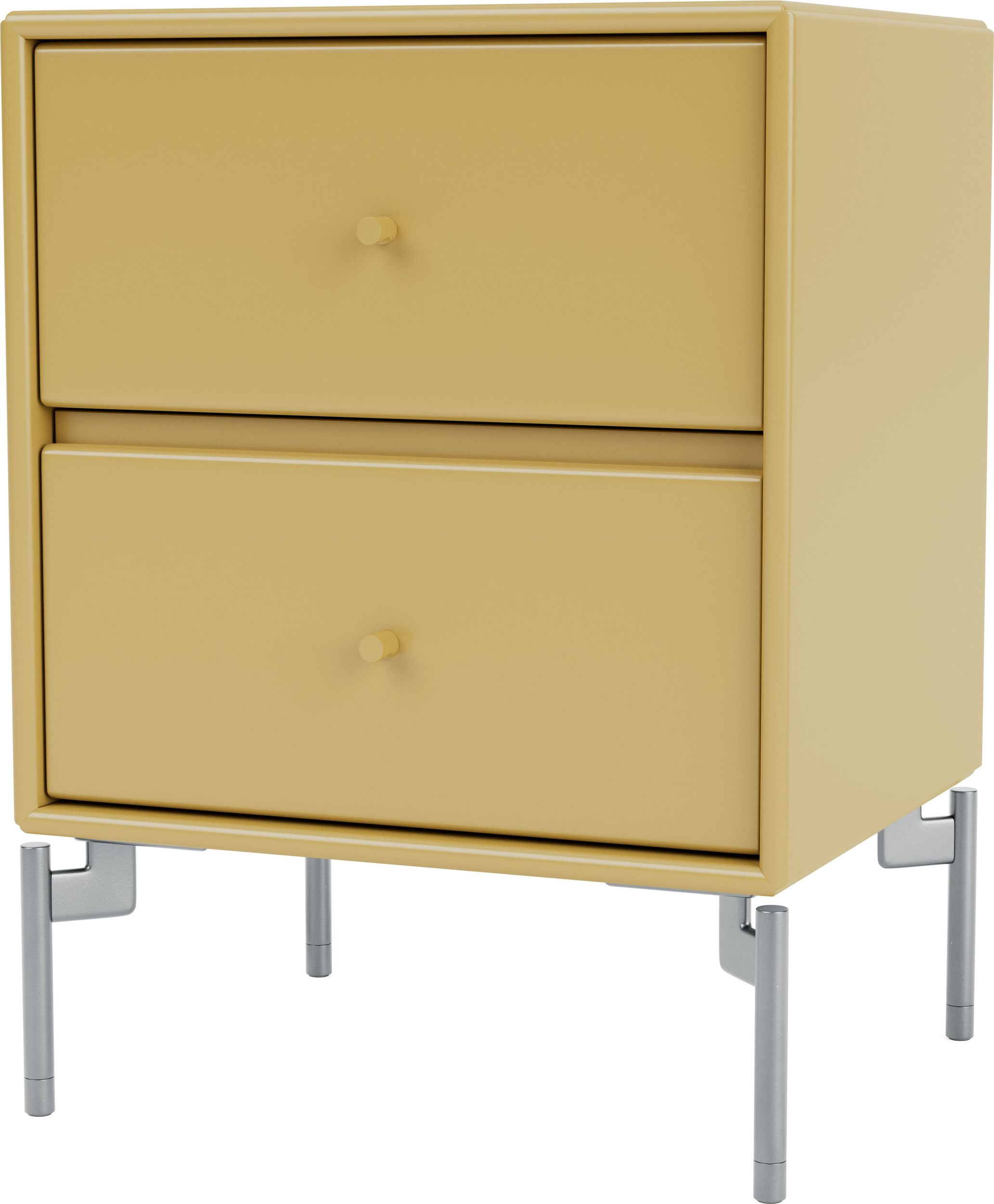 Szafka nocna Drift musztardowa na chromowanych nogach
