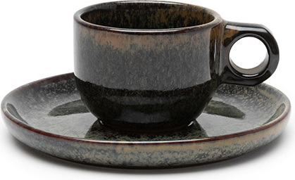 Filiżanka do espresso ze spodkiem Surface 100 ml czarno-szara