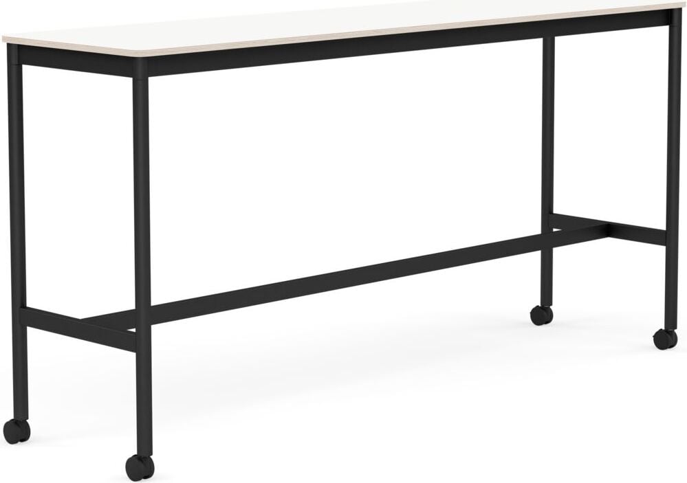 Stół na kółkach Base 50 x 190 x 95 cm biały laminowany nogi czarne