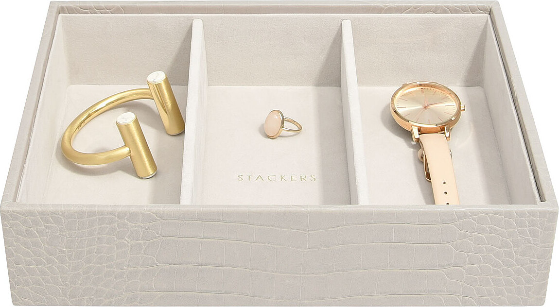 Szkatułka na biżuterię Stackers Croc 3 komorowa classic putty