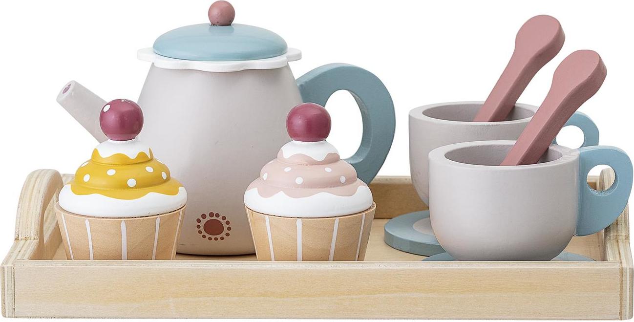 Zestaw do herbaty Bloomingville beżowy drewniany 8 el.