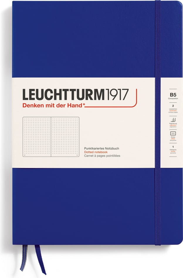 Notes w kropki w twardej oprawie Leuchtturm 1917 B5 219 stron ciemnoniebieski 80 g/m²