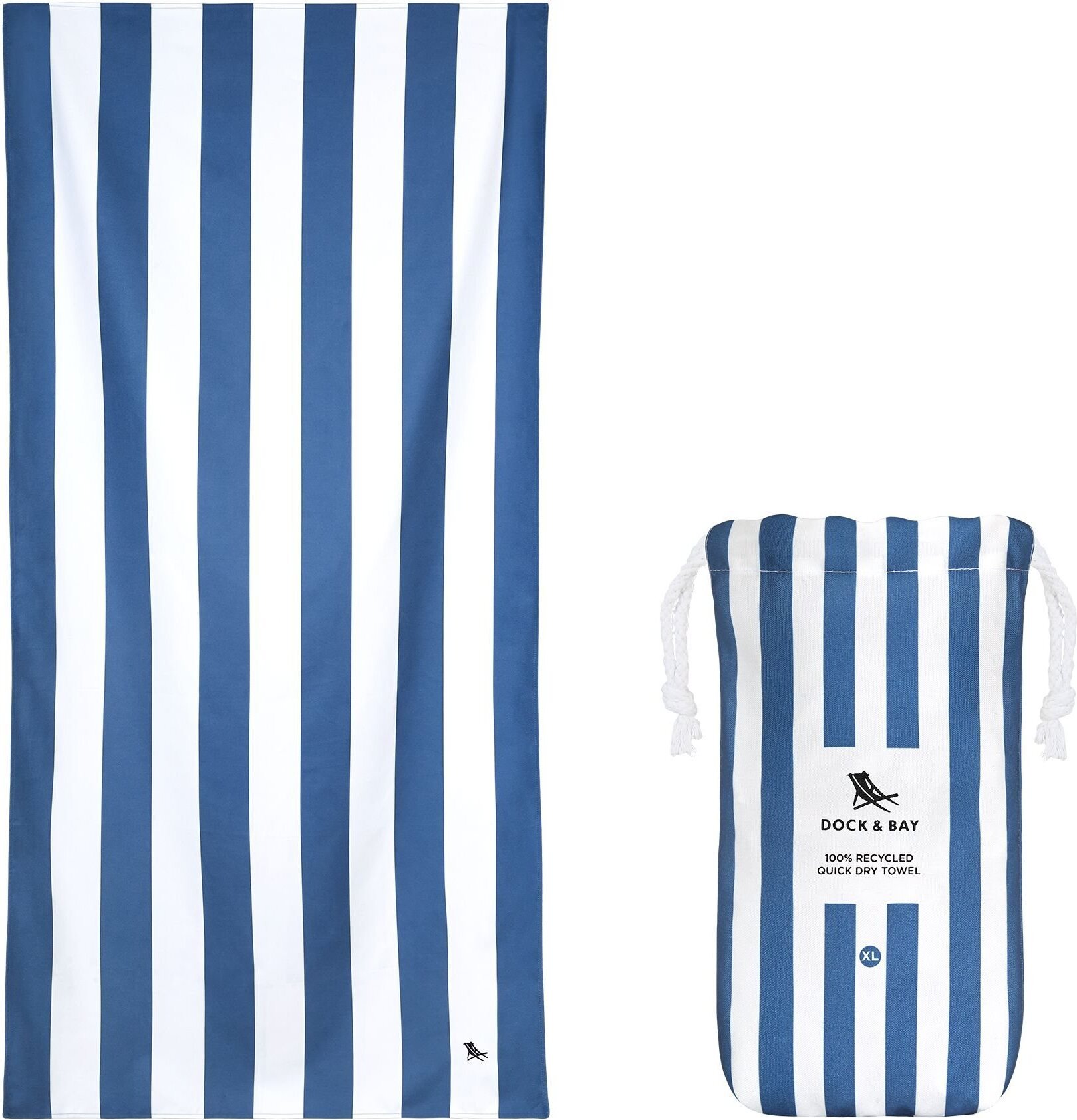 Ręcznik plażowy szybkoschnący Dock & Bay 90 x 200 cm granatowy