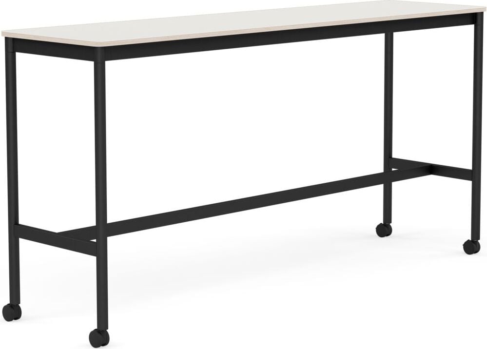 Stół na kółkach Base 50 x 190 x 95 cm biały nanolaminat nogi czarne