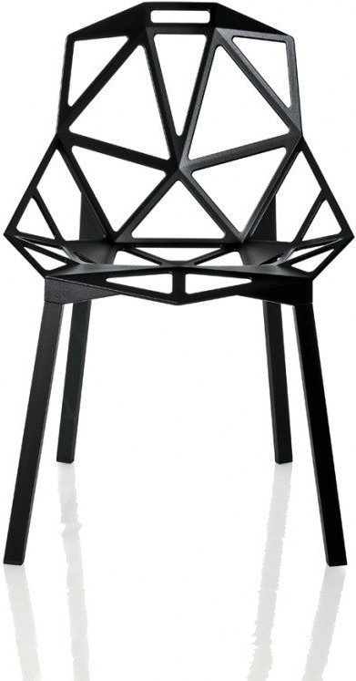 Krzesło Chair_One czarne z czarnymi anodyzowanymi nogami