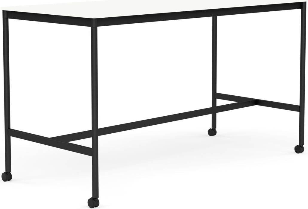 Stół na kółkach Base 85 x 190 x 105 cm biały laminowany ABS nogi czarne