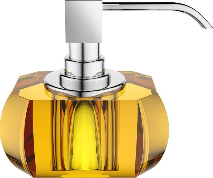 Dozownik do mydła Kristall bursztynowy z pompką chrom