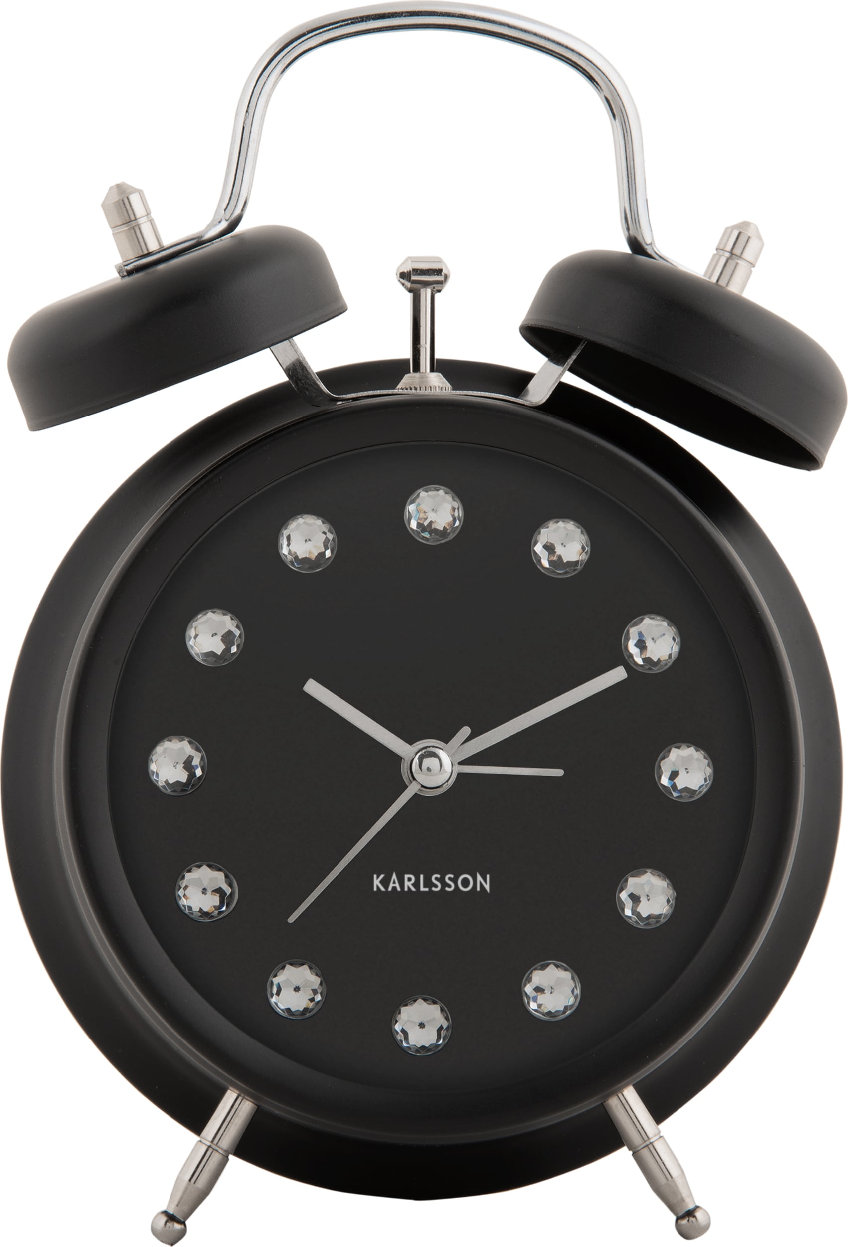 Budzik Glam Diamonds 17 cm czarny