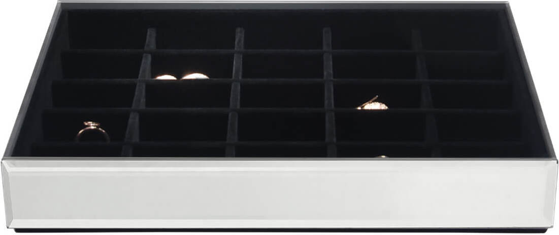 Szkatułka na biżuterię Stackers 25 komorowa classic velvet szklana z czarną wyściółką