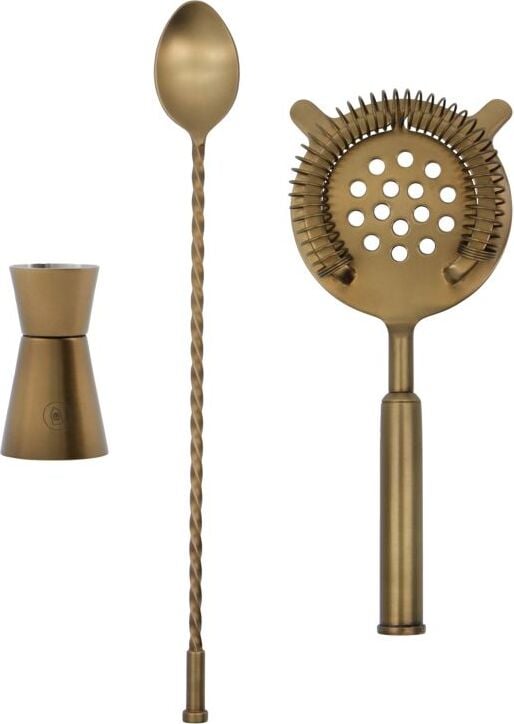 Akcesoria barmańskie Baar antyczny mosiądz 3 el.