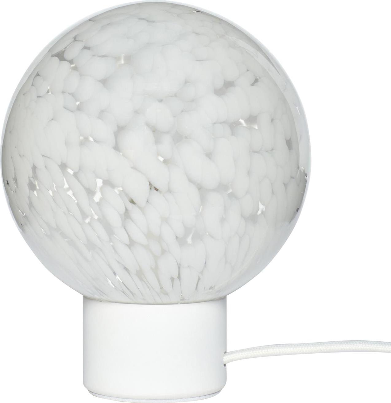 Lampa stołowa Hübsch kula biała szklana