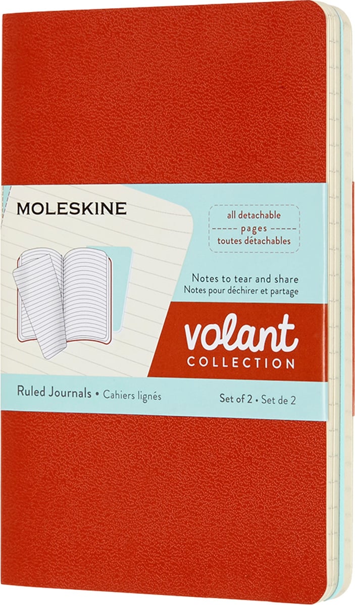 Zeszyty w linię Moleskine Volant P pomarańczowy i błękitny 2 szt.