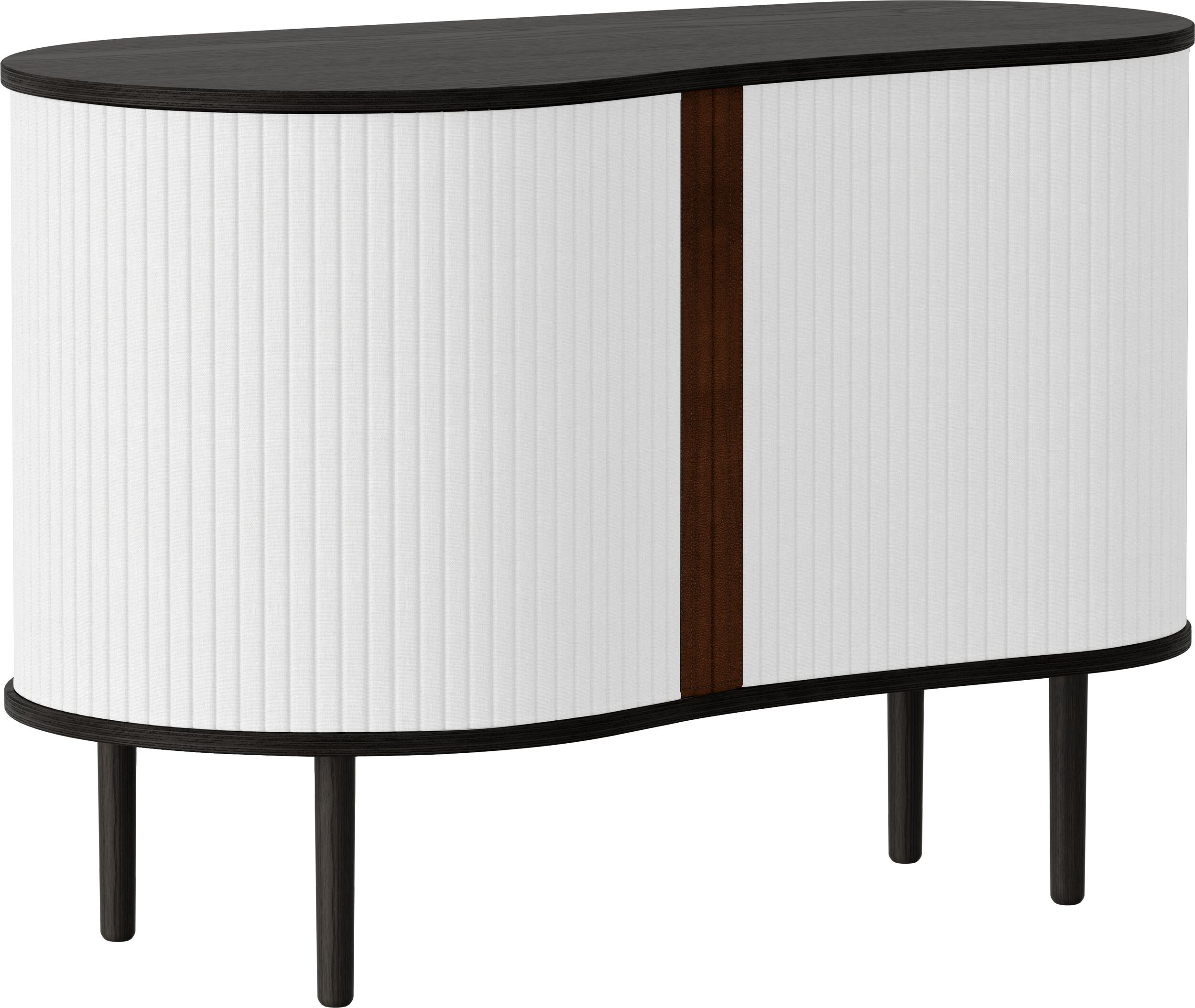 Szafka Audacious 100 cm jasnoszara na czarnych dębowych nogach