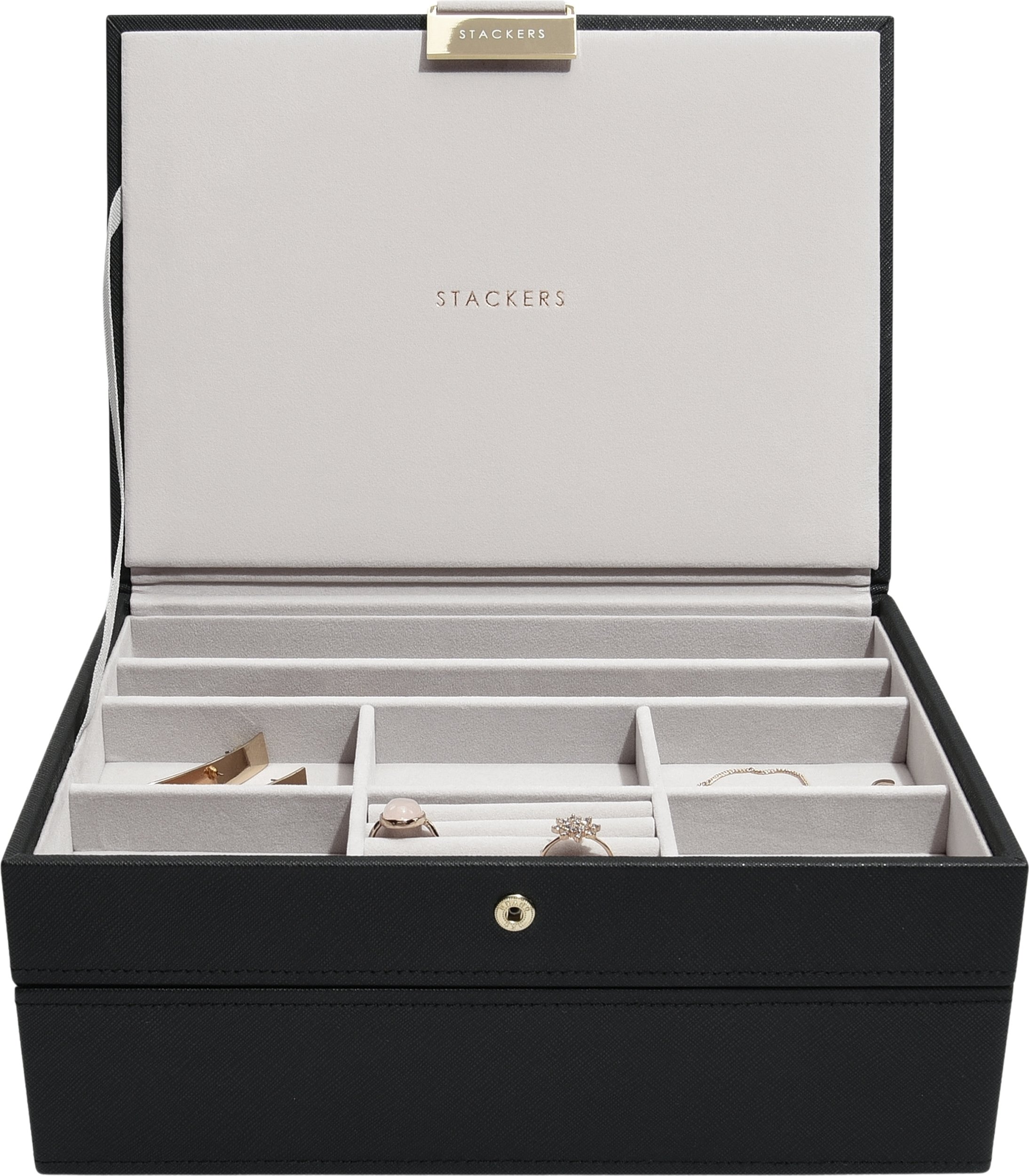 Szkatułka na biżuterię Stackers podwójna classic czarna