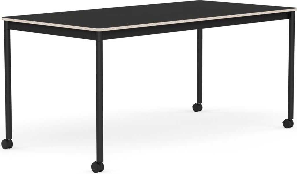 Stół na kółkach Base 80 x 160 cm czarny nanolaminat nogi czarne