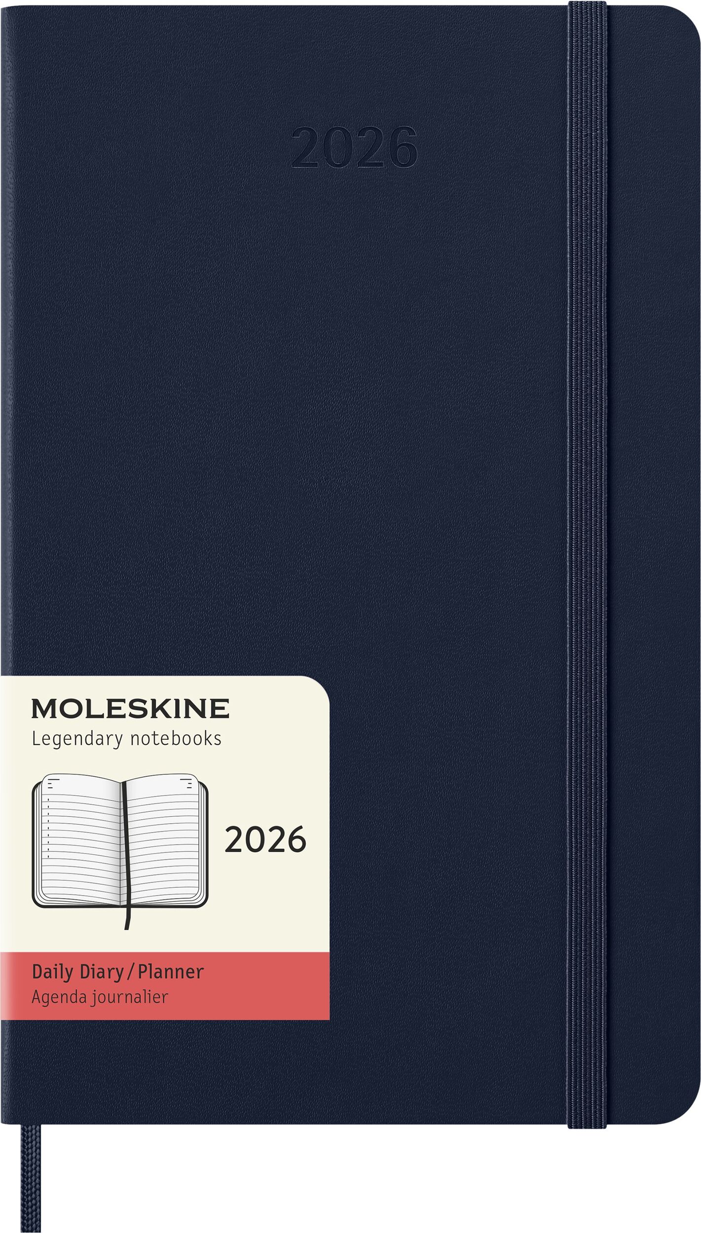 Kalendarz dzienny w twardej oprawie Moleskine 2026 12M L granatowy