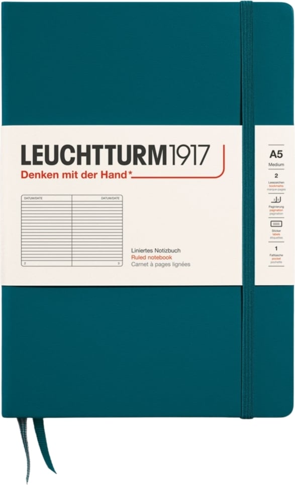 Notes w linię w twardej oprawie Leuchtturm 1917 A5 251 stron morski 80 g/m²