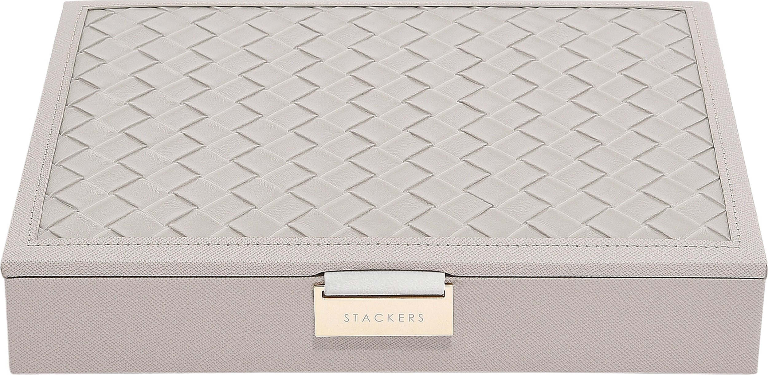 Szkatułka na biżuterię Stackers classic taupe z plecioną pokrywką