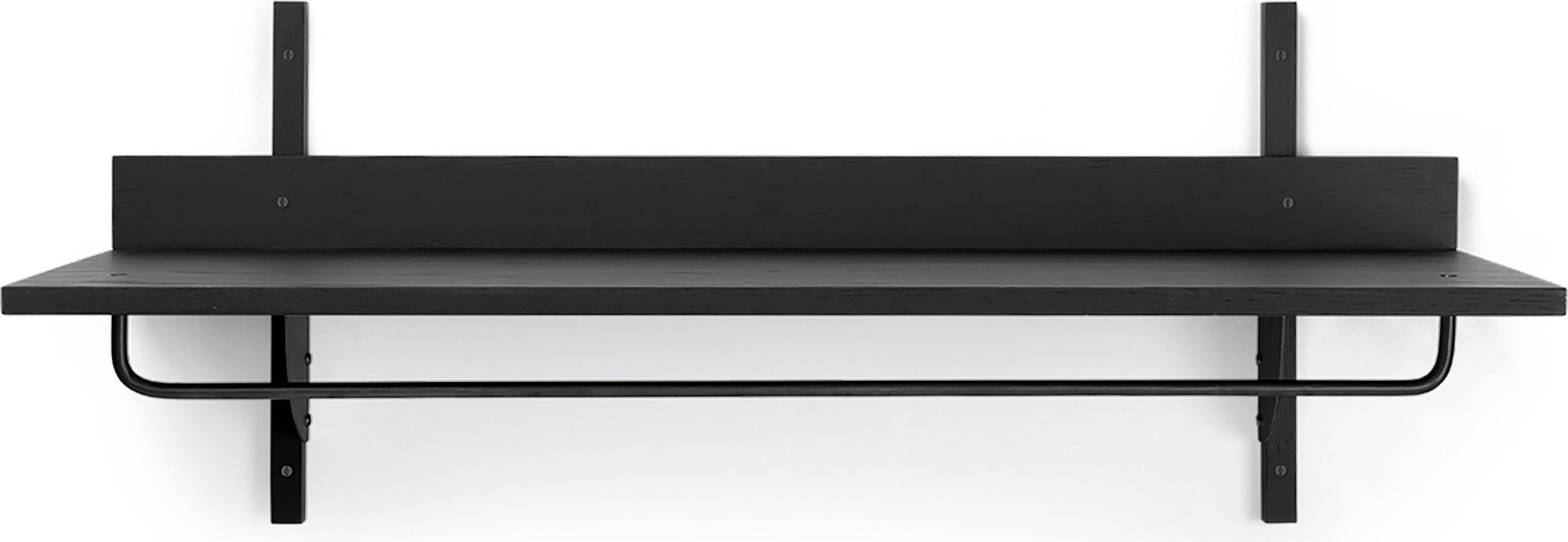 Półka Sector czarny jesion z czarnym mosiężnym wieszakiem