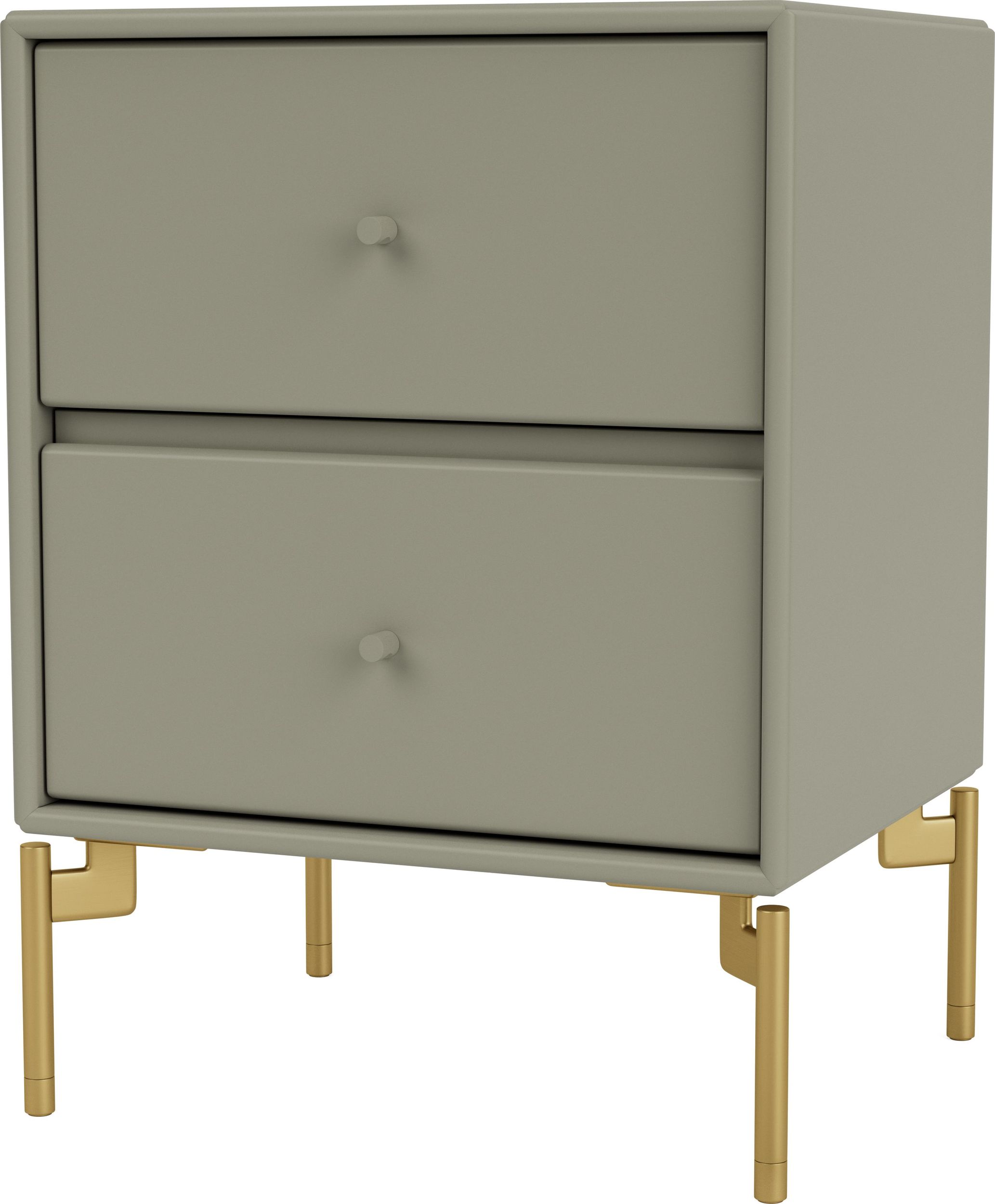 Szafka nocna Drift brązowozielona na mosiężnych nogach