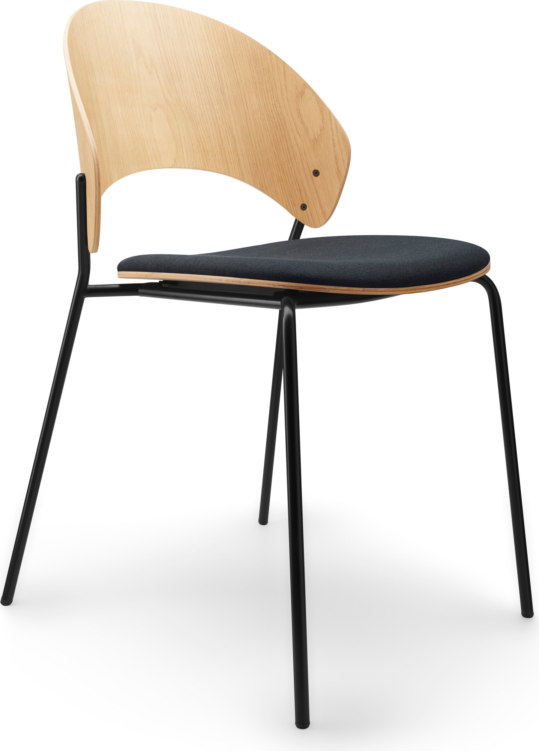 Krzesło tapicerowane Dosina jasny dąb siedzisko czarne