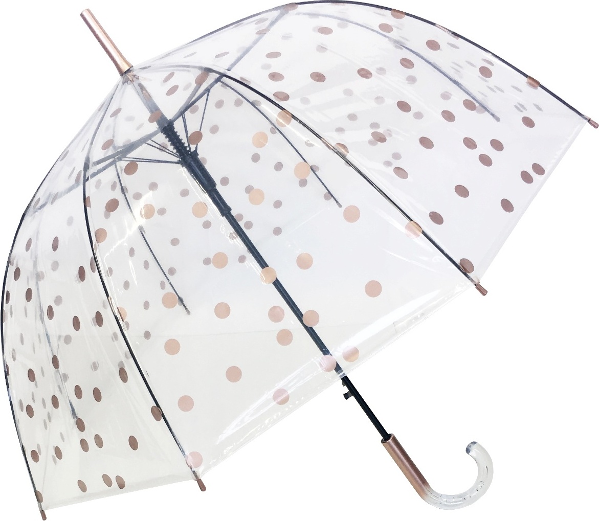 Parasol kopuła Smati złote grochy przezroczysty