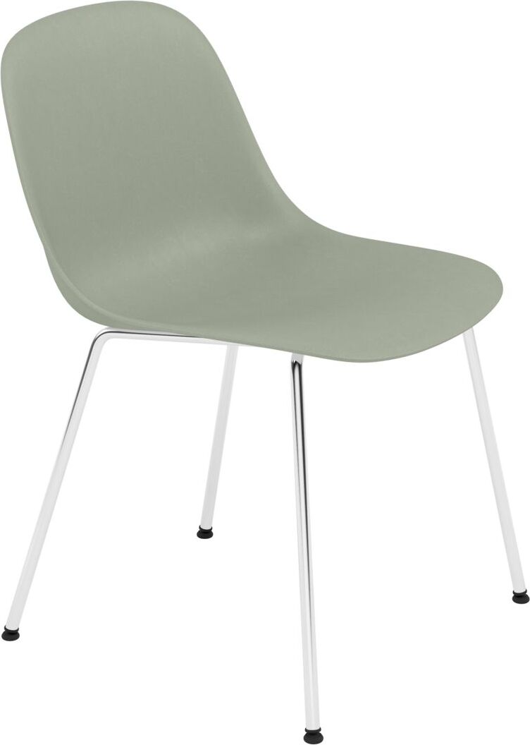 Krzesło Fiber Tube szarozielone na chromowanych nogach