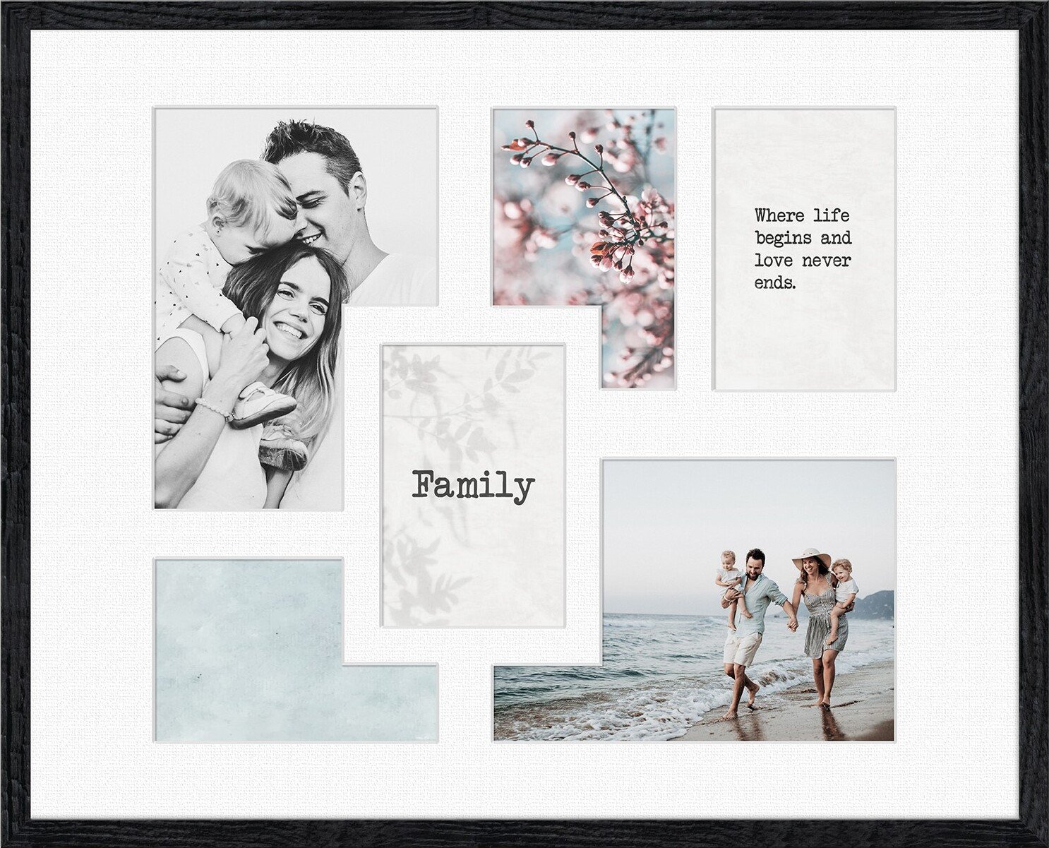 Ramka na 6 zdjęć Kyoto 40 x 50 cm czarna z białym passepartout