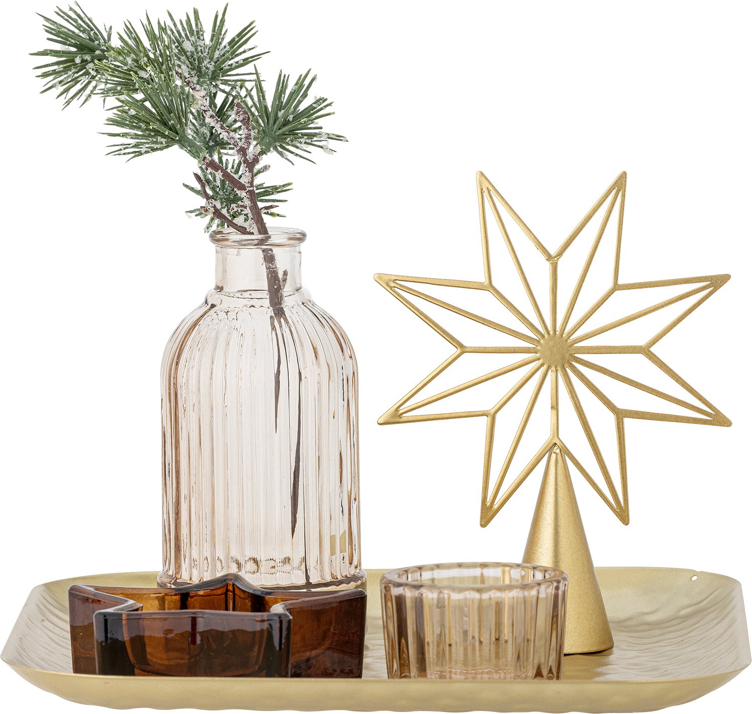 Świecznik Sanga z metalową tacą i dekoracjami 6 el.