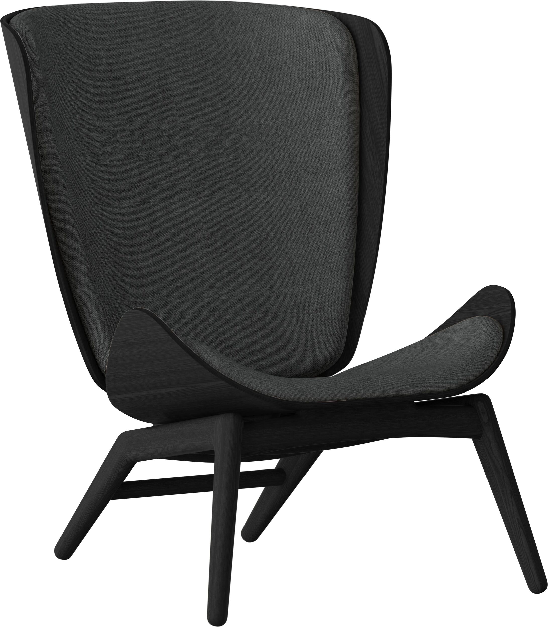 Fotel The Reader ciemnoszary na czarnych dębowych nogach