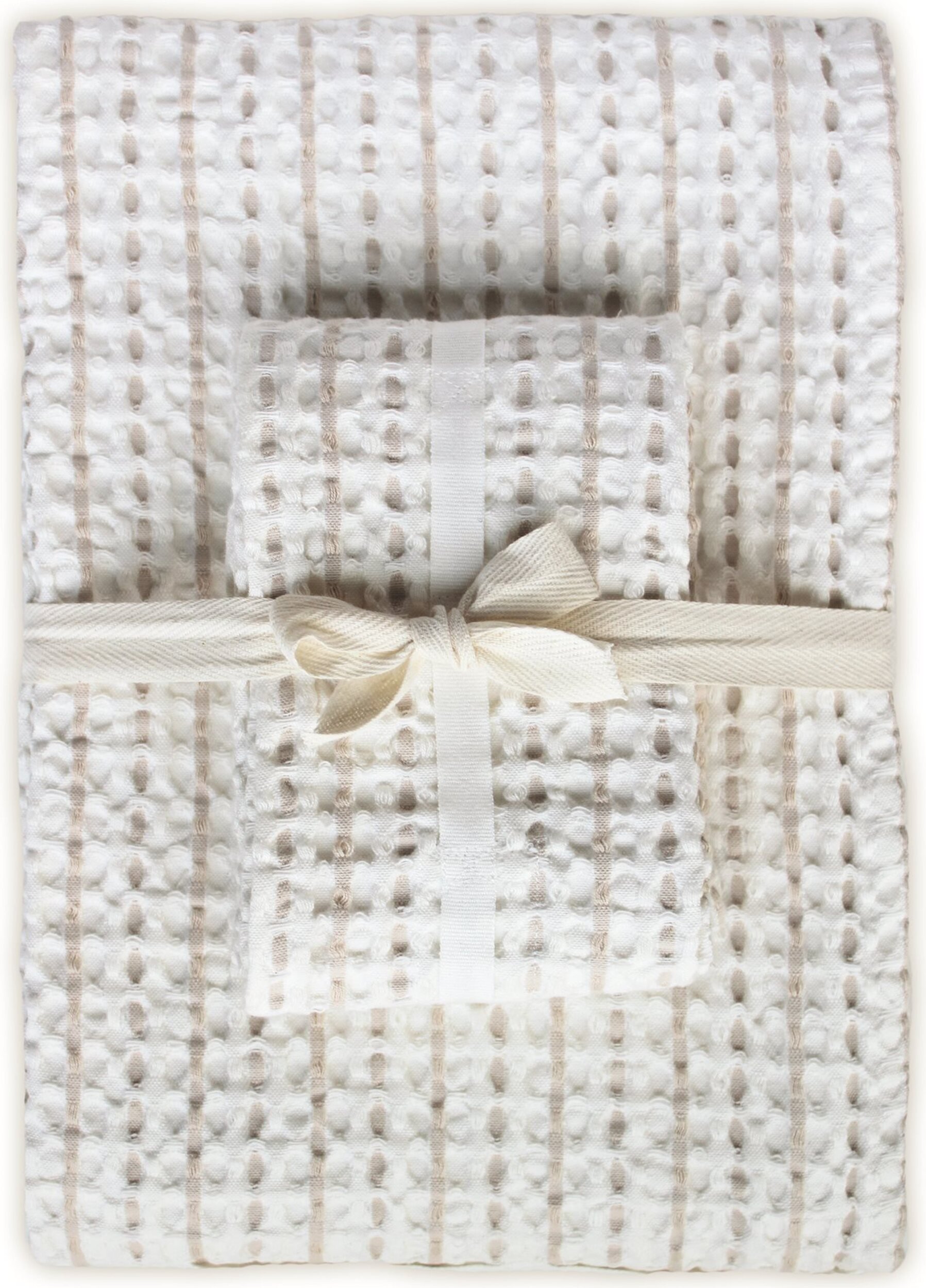 Ręczniki Big Waffle biało-beżowe 2 szt.