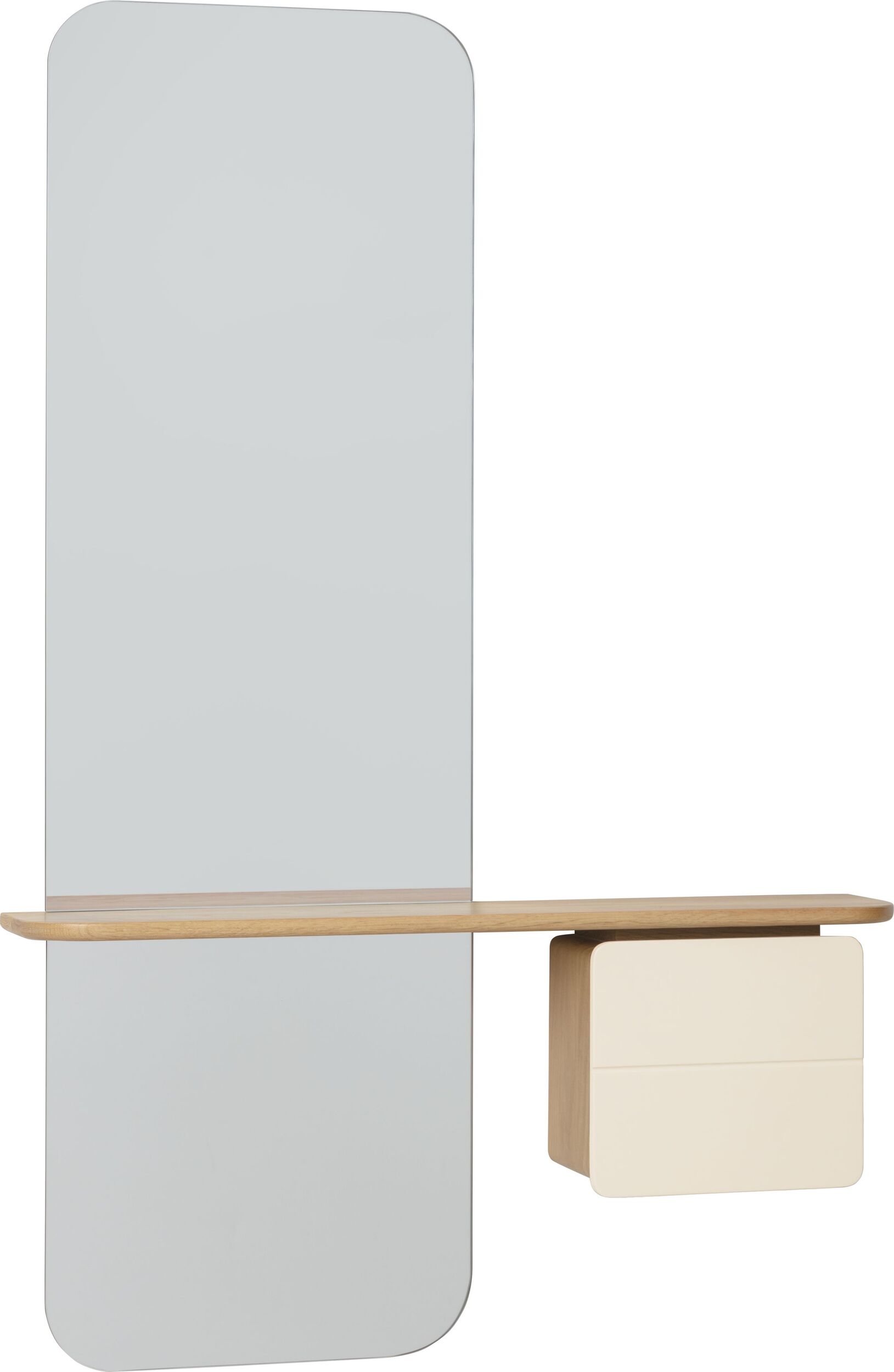 Lustro z półką One More Look naturalny dąb szafka perłowa biel