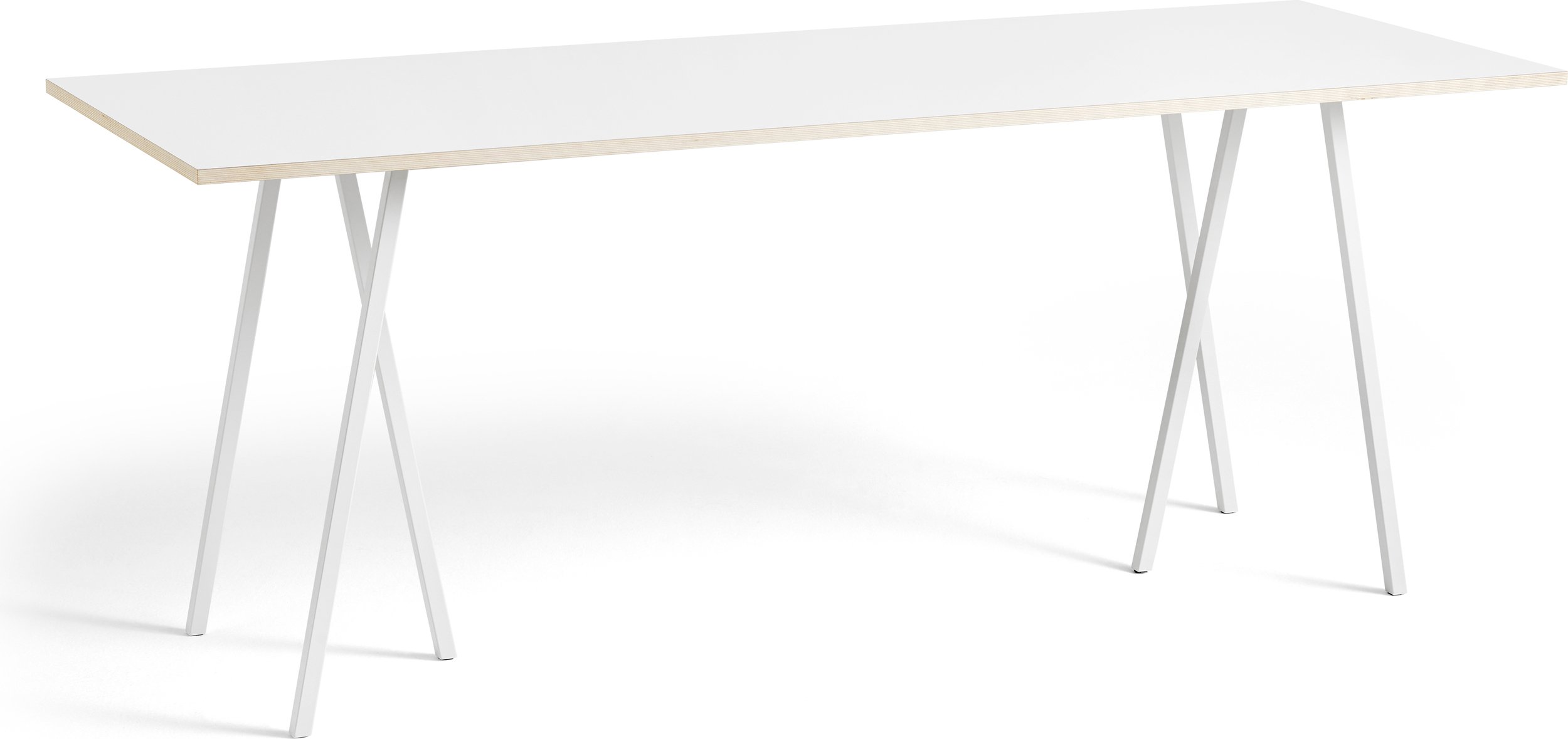 Stół Loop Stand wysoki 250 cm wzmocniony blat biały laminat nogi białe