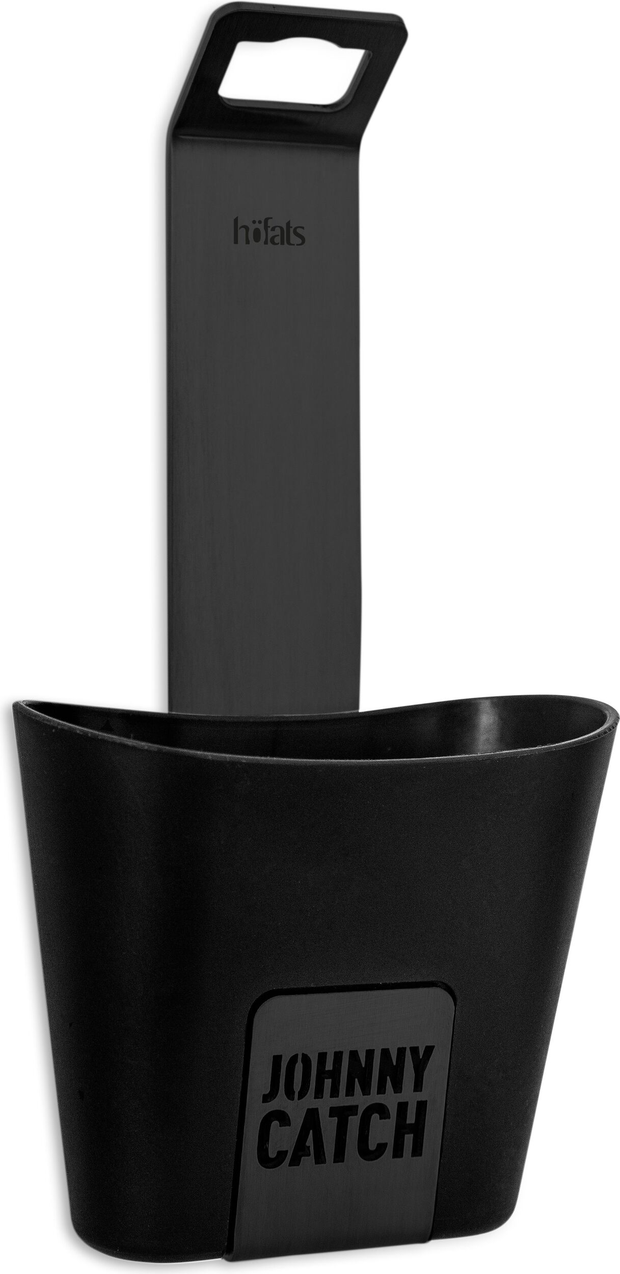 Otwieracz do butelek Johnny Catch czarny z pojemnikiem na kapsle