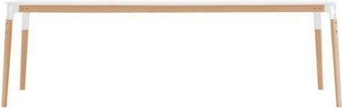 Stół Steelwood prostokątny rama naturalny buk blat biały