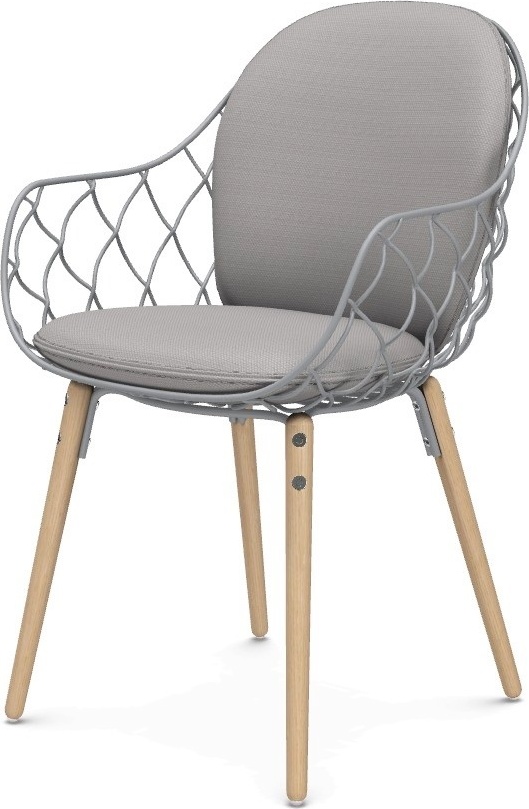 Krzesło Pina pełne szare materiał Steelcut 2 nogi jesion