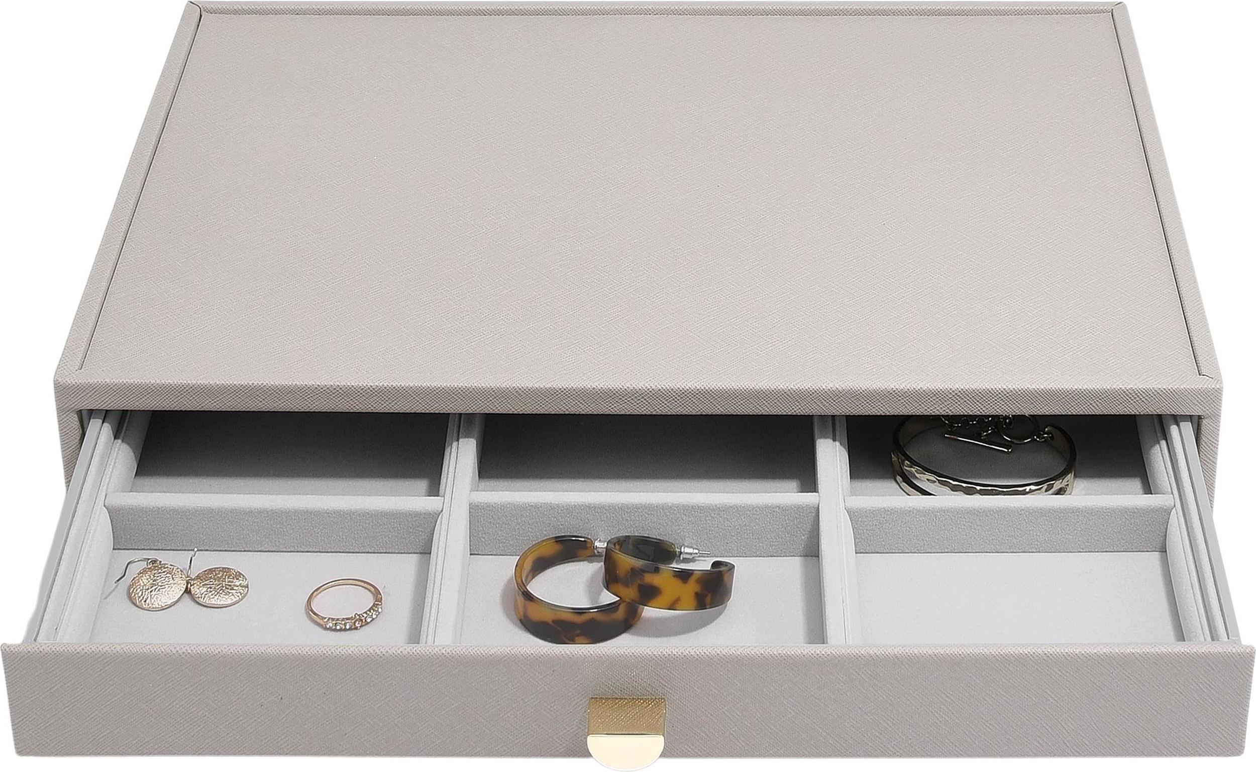 Szkatułka na biżuterię Stackers 9 komorowa supersize taupe z szufladą