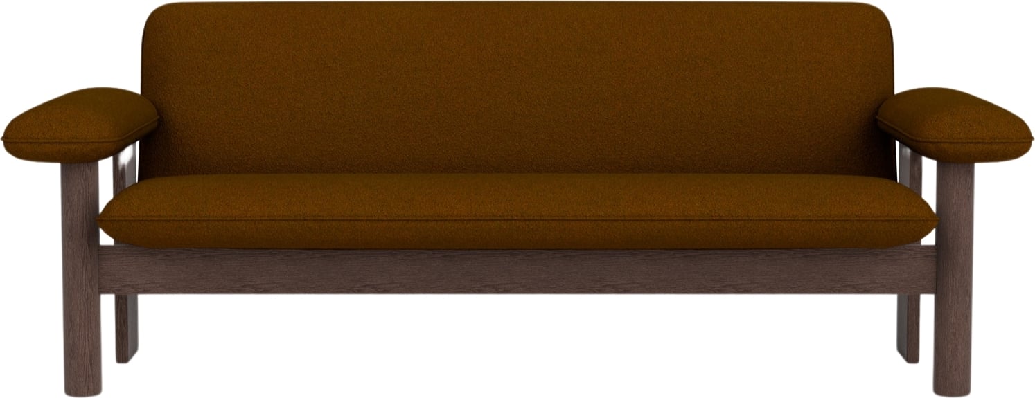 Sofa dwuosobowa Brasilia brązowa na ciemnych dębowych nogach