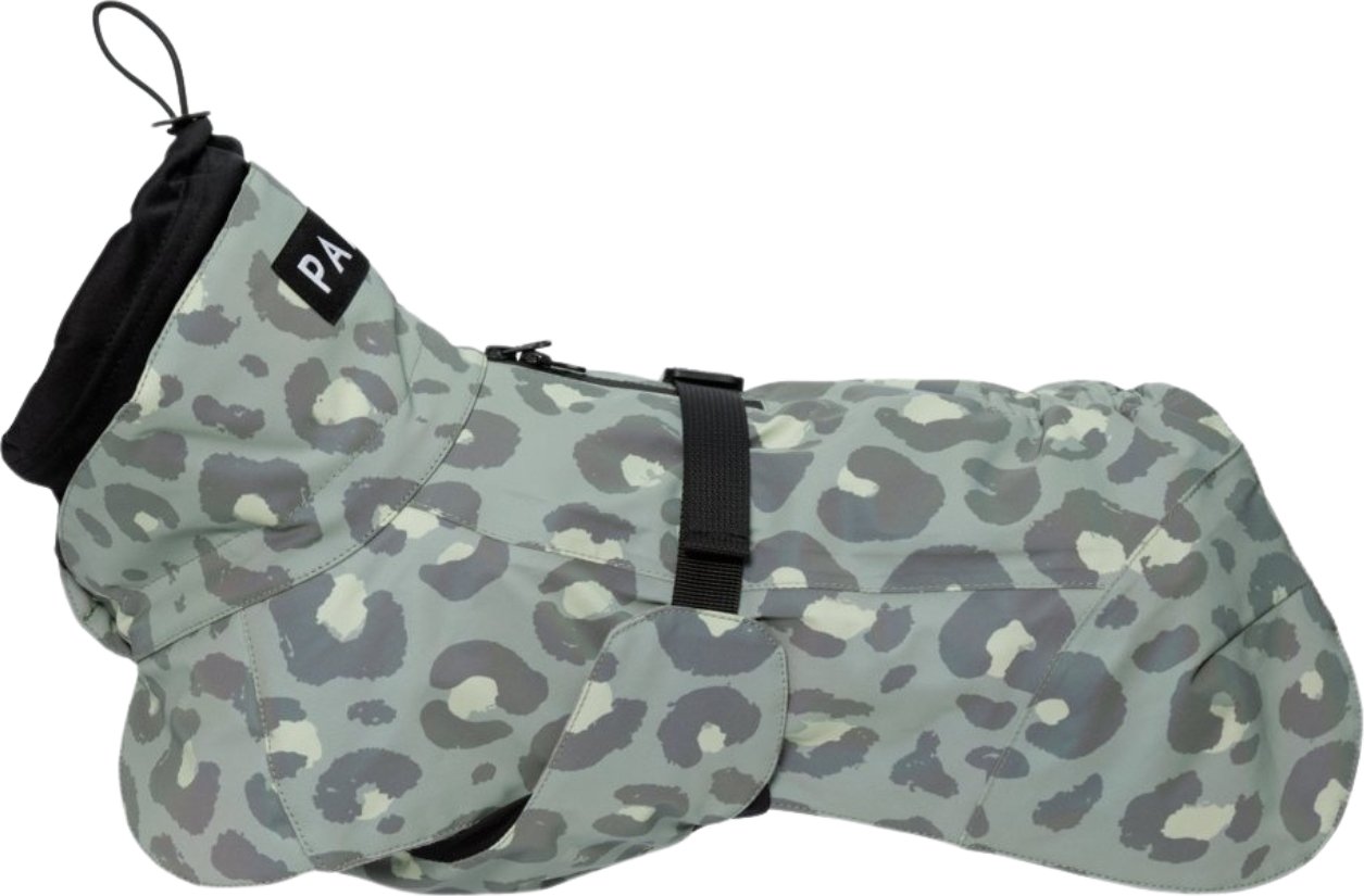 Płaszcz przeciwdeszczowy dla psa Paikka Visibility Lite 60 cm zielona panterka