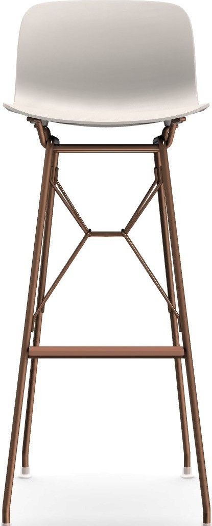 Stołek barowy Troy Wireframe biały z miedzianą ramą