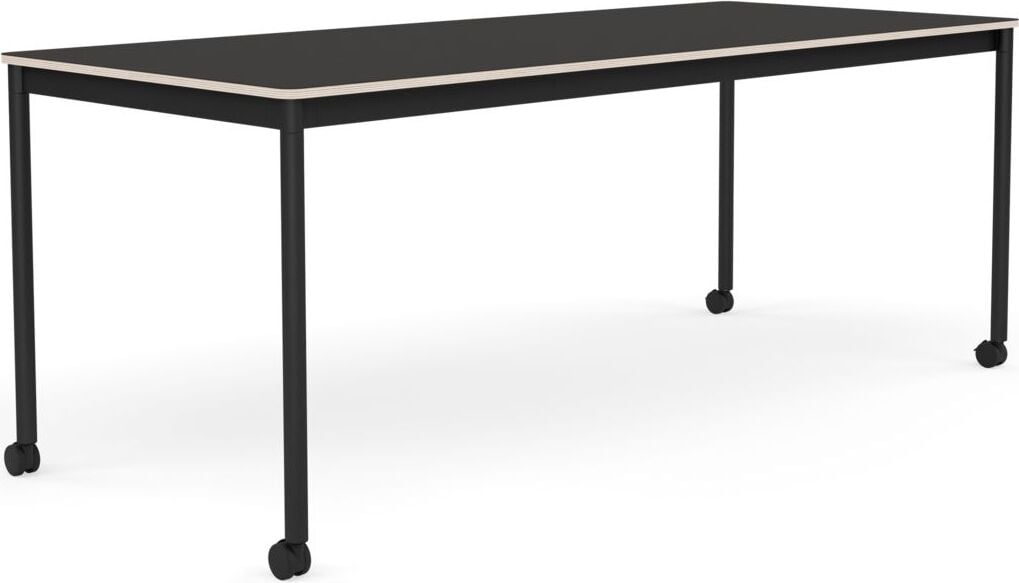 Stół na kółkach Base 80 x 190 cm czarny linoleum nogi czarne