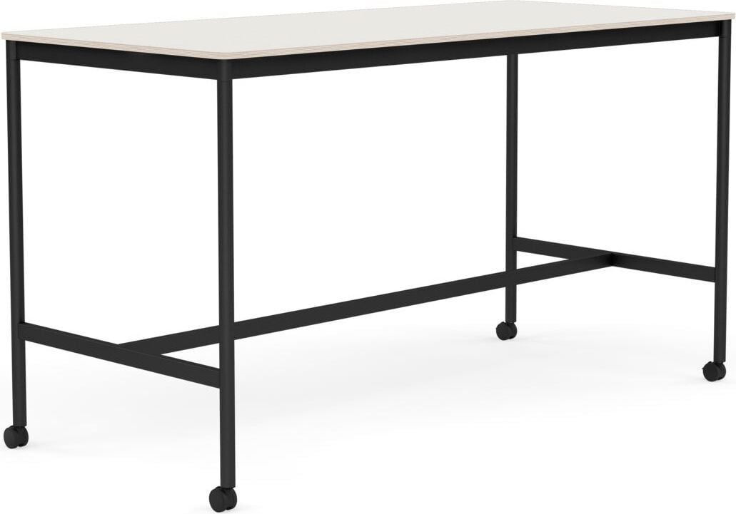 Stół na kółkach Base 85 x 190 x 105 cm biały nanolaminat nogi czarne