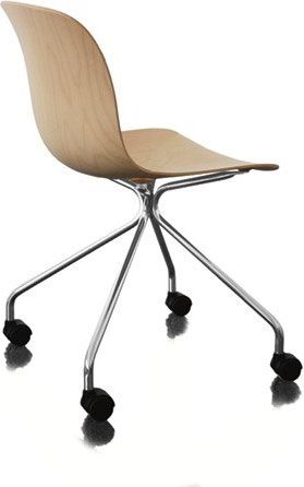 Krzesło Troy 4 star na kółkach sklejka chrom naturalny buk