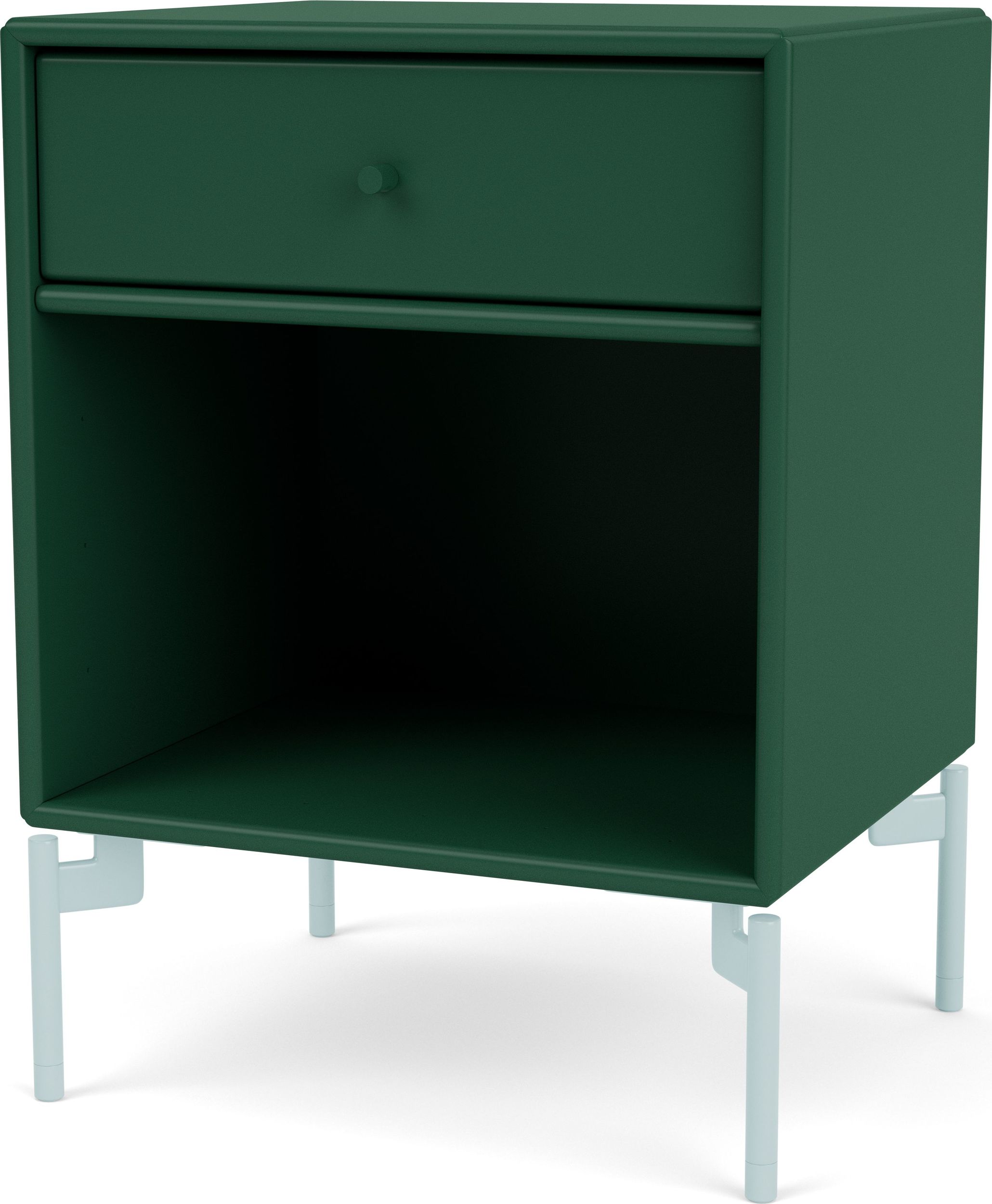 Szafka nocna Dream ciemnozielona na jasnobłękitnych nogach