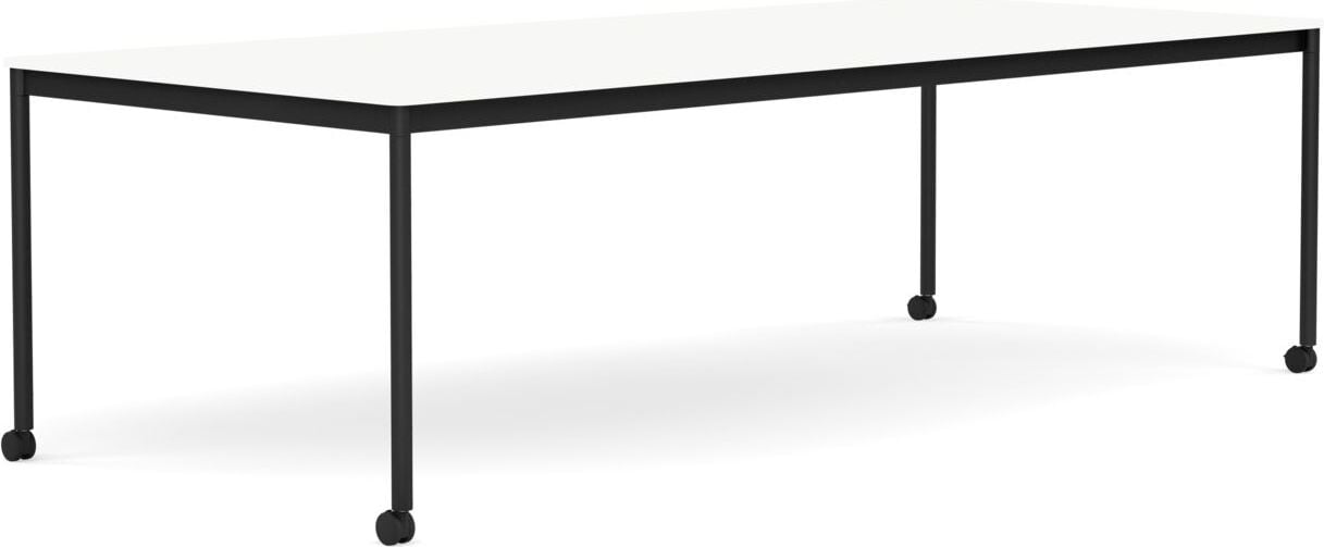 Stół na kółkach Base 110 x 250 cm biały laminowany ABS nogi czarne